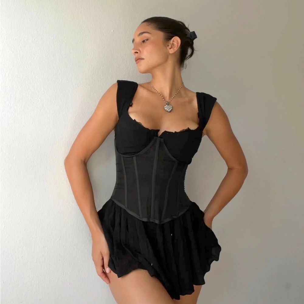 Vanessa Mooney THE ELISABETH ROMPER DRESS - BLACK